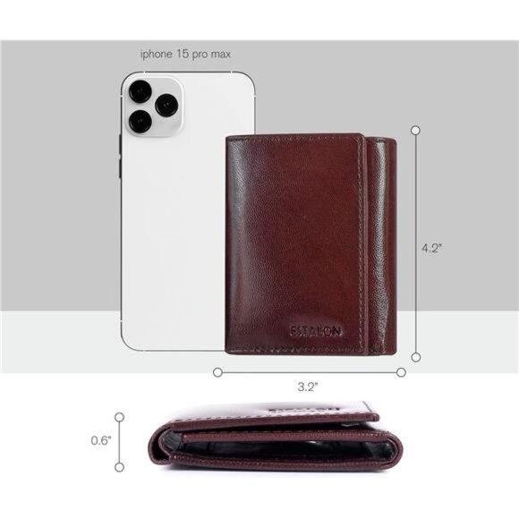 Real Leather Trifold Wallet for Men Brown8